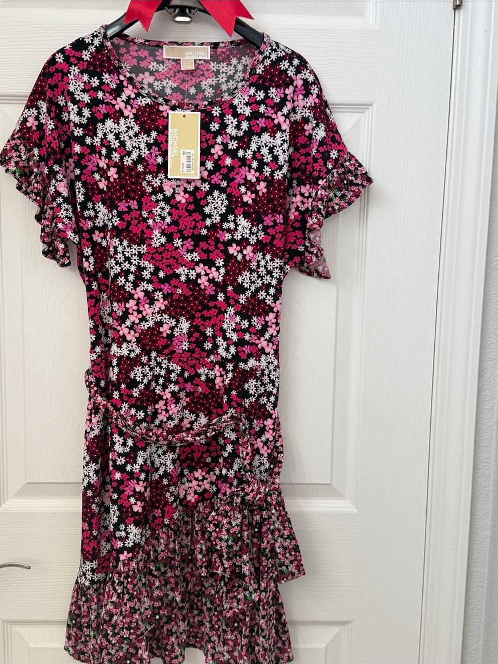 Michael Kors Black Dress with Pink & White Floral Print